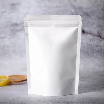 50ШТ бяла крафтова хартия струват опаковки, торбички за съхранение на хранителни продукти с логото на марката