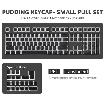 129Key General Pudding PBT Капачки за ключове два цвята Инжекционни OEM Прозрачни Капачки за 61/62/68/84/87/104/108/980 k Механична клавиатура