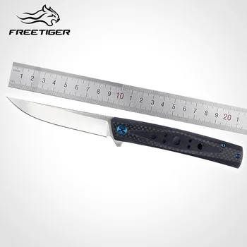 FREETIGER Сгъваем Джобен Нож D2 Нож От Въглеродни Влакна, Дръжка Открит Къмпинг Оцеляване Туризъм EDC Инструменти Нож За Домашна Употреба FT702
