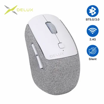 Delux M520DB Тиха Безжична Мишка БТ 5,0 3,0 + 2,4 Ghz Многорежимные мини-Мишка със Сменен текстил калъф За Компютър