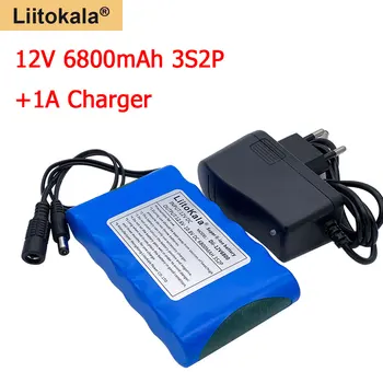 Liitokala 18650 12 6800 mah Литиево-йонна Акумулаторна литиева батерия, кабел за зареждане захранващ Блок За GPS Автомобилна Камера + 12,6 В 1A зарядно устройство