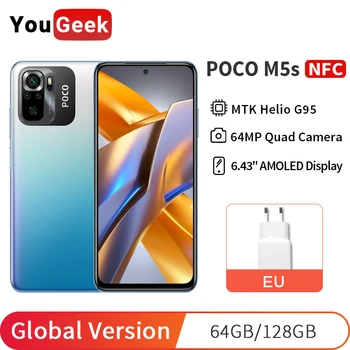 Глобалната версия на POCO M5s M5 S 64 GB/128 GB Хелио G95 Мобилен телефон AMOLED DotDisplay 33 W Бързо Зареждане на 5000 ма 64 Mp Четырехъядерная камера, NFC