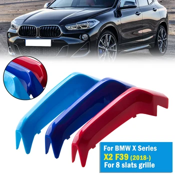 Подходящи За BMW X2 F39 2018-2019 8 Лайсни Предна Решетка за Бъбреците Стикер в Ивицата Капак Решетка Клип Довършителни M Спортни Декоративни Аксесоари