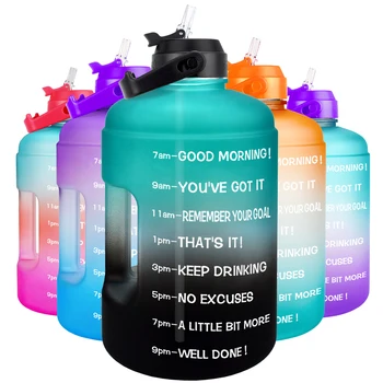 Бутилка за вода Quifit 2,2 л 73 грама Мотивационни с Соломинкой Запечатани Без BPA Спортна Пътна Бутилка за вода Марка на Времето Помага да Отслабнете