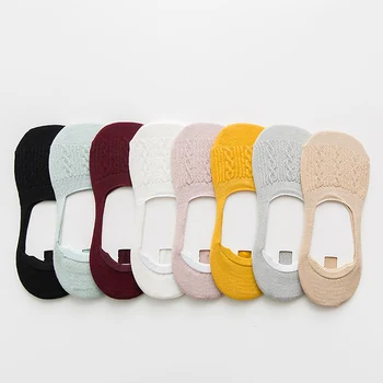 Дамски Чорапи, 5 Чифта Памучни Едноцветни Меки закачливи Чорапи с Снежинками, Дамски Летни Обикновена Чорапи с дълбоко деколте, които на загуба на токчета, Чорапи-Чехли
