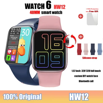 2022 IWO Серия 6 Смарт Часовници HW12 3D Анимирани Циферблат За Мъже, Жени, Фитнес Тракер Повикване Smartwatch За Apple IOS Android Телефон PK W27