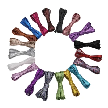 Coolstring Стръмни и Плоски Блестящи Ремък Лъскави Модни Блестящи Ремък За Обувки Коледни Цветове Шик Блестящо 7 мм, Метални Връзки За Обувки