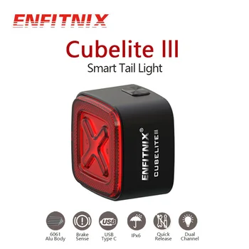 Enfitnix Cubelite III Интелигентни Задна Светлина Велосипеден Спирачната Сигнален Фенер Ултра Ярка Задна Светлина USB Зареждане Led Нощен Сигнал Лампа