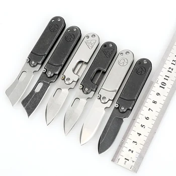 Swayboo Мини Открит Сгъваем Нож От Неръждаема Стомана С Камъни Ключодържател Висулка Във Формата На Грах Джобен Нож