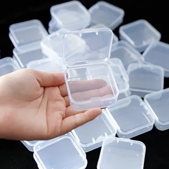 6ШТ Мини-Кутия За Съхранение на Прозрачна Квадратна Пластмасова Кутия за Обеци за Опаковане на Бижута За Съхранение на Малка Квадратна Кутия с Органайзер за Бижута