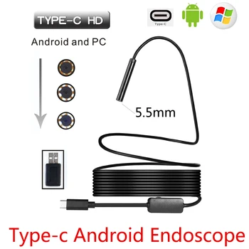 5,5 мм USB Type-C Android Ендоскоп Помещение Гъвкава Змия USB Type C Твърд Проводник 1 М, 3 М и 5 М На 7 М, 10 М Кабел Инспектиращата Помещение Бороскоп