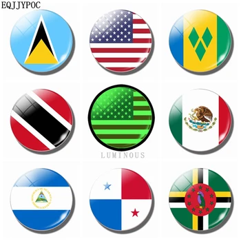 Северна америка Флаг 30 ММ, Магнит За Хладилник Светлия декор за Хладилник Стъкло Сейнт Лусия Мексико Никарагуа Панама Доминик Сувенир