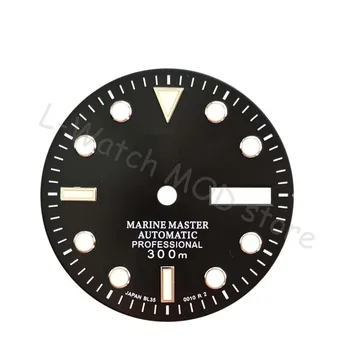 Черен циферблат дата за NH36 движение гмуркане 300 мм часовници re-equipped с японски C3 светлина за skx007 NH35/36/4R36/7