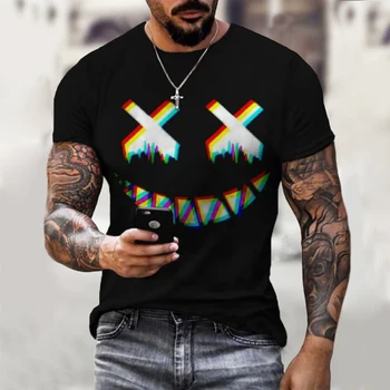 2022 Мъжка лятна риза с Къс Ръкав и 3D принтом xoxo, МОДНА Мъжка тениска ЗА МЪЖЕ, Модни градинска облекло в стил хип-хоп, тениска оверсайз