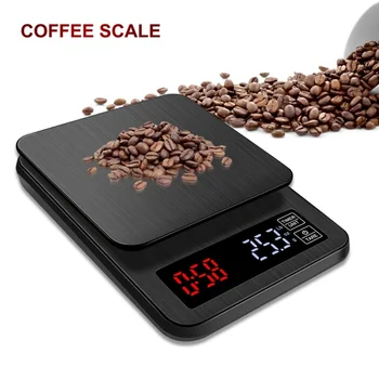 LCD цифрови Електронни Капково Кафе на Везни с Таймер 3 кг, 5 кг 0,1 грама Черни Кухненски Везни за Печене на Кафе USB Капково Везни Таймер