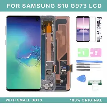 100% Оригинален AMOLED LCD дисплей За SAMSUNG Galaxy S10 Дисплей G973 SM-G9730 G973F/DS G973U Сензорен Екран Дигитайзер В Събирането на точки