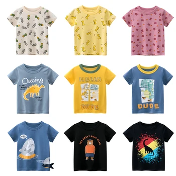Детска Тениска За момчета с Принтом Динозавър от Карикатура, Дрехи За Момичета, Памучен Детски Нова Тениска 2021, Летни Блузи, Дрехи за деца, Детски Тениски