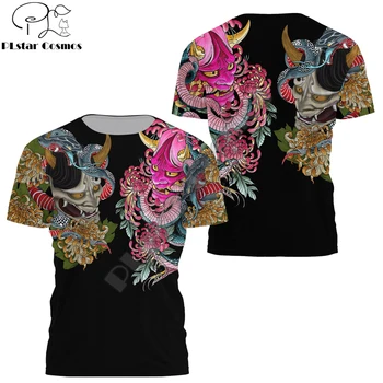 2022 Готина Лятна риза Самурай Те Mask Tattoo 3D Печат Мъжки Ежедневни ризи с къс Ръкав Унисекс Улични Тениски, Потници TX-57
