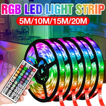 Led лента RGB Light Strip Адаптер 5050 SMD Гъвкава Лента USB DC12V Лента Диоди Водоустойчиви Дистанционно Управление RGB 5 М, 10 М 15 М 20 М Лестничный Декор