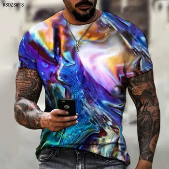 Мъжки t-shirt оверсайз 5XL 2022, нова лятна художествена 3D градинска цветна интересна тенденция облекло в стил Харадзюку, бързосъхнеща