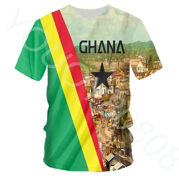 Гана Джърси Harajuku Гана Тениска Лятна Y2k Дигитален 3D Печат Са Модерни Ежедневни Мъжки и дамски Тениски По поръчка