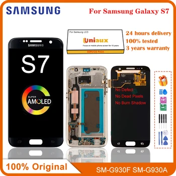 Оригиналният Super AMOLED На Samsung Galaxy S7 LCD Дисплей G930 G930F Дисплей Сензорен Екран на Таблета Събрание За Samsung S7 Замяна