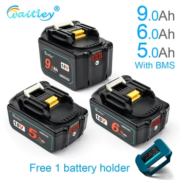 Waitley 18 5,0 6,0 Ah Акумулаторна Батерия За Електроинструменти Makita с led литиево-йонна батерия Заместител на LXT BL1860 1850 18 НА 9 И 6000 mah