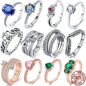 Heißer Verkauf charms plata de ley 925 Ringe Für Frauen Blau Zirkon Sparkle Crown Ring, Der катерина шмюк Geschenk Partei Engagement