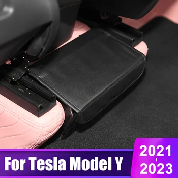 За Tesla, Модел Y 2021 2022 2023 Задни Централна Кутия За Съхранение На Управление На Кожен Органайзер Под Седалката Тава За Калъф За Съхранение На Аксесоари