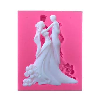 Сладка Сватбена Двойка силиконова форма за Булката и Младоженеца, форма за празни приказки, инструменти за украса на тортата, под формата на шоколад, паста