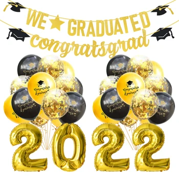 Поздравления завършил 2022 година с Празнуването на абитуриентски бал Украса за партита Поздравления балон Банер Студентски клас 2022 година Декор