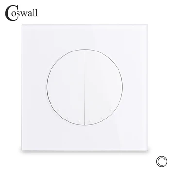 Coswall 2 Банда Импулсен Превключвател За Нулиране На Незабавен Контакт Ключ Монтиран На Стената Ключа За Лампата Сив Сив Бял Черен Стъклен Панел Серия R11