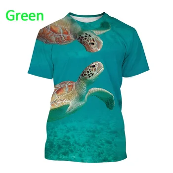 2022 Костенурка 3D Печат Мъжки Забавна тениска Мода Лято Свободно време за Животни Костенурка Блузи с Къс ръкав