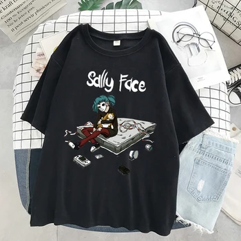 Женска тениска Sally Face, графична Тениска, Дамски забавна тениска с Къс ръкав, летни Модни Ежедневни дамски блузи с къс ръкав