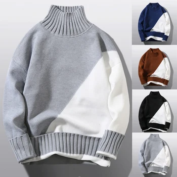 есенно-зимния нов мъжки пуловер 2022 г., удобен топъл пуловер с кръгло деколте и дълъг ръкав, всекидневни универсален топ вязаный