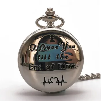 Мода ретро steampunk дизайн сребърен азбука кварцов джобни часовници мъжки дамски подарък часовник-добрият подарък чар джобни часовници унисекс