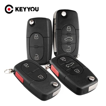 KEYYOU За Audi A2 A3 A4 A6 A8, TT Quattro Старите Модели CR1620/CR1616 2/3/4 Бутон Панти Сгъваем Калъф За дистанционно Ключ във формата на Миди