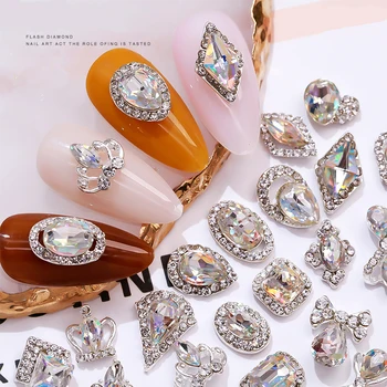 10 бр. цветни декорации за нокти с кристали, златни декорации за нокти с кристали, декорации за нокти, дизайн на бижута във формата на луна и звезди