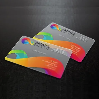 изработена по поръчка прозрачна пластмасова визитка от pvc с матирано покритие