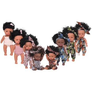 33 см эмалевая Кукла Реборн мека гумена имитация на детето Африканска черна кукла в кукла, кукла Момиче, Подарък За Рожден Ден
