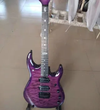безплатна доставка, Нова висококачествена пламенная кленовая лилаво електрическа китара, бяла китара на поръчка, сив цвят, музикална китара, човек