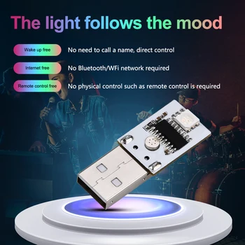 5V 1A Led Интелигентна Английски Модул за Нощно Осветление С Гласов контрол 6 Цвята, USB Такса С Гласов контрол, Без Дистанционно Управление