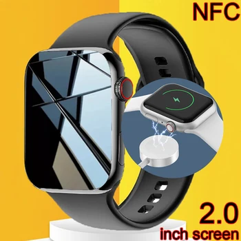 NFC Смарт Часовници За Мъже 2 Инча Безжична Зареждане на Smartwatch За Жени IP67 Водоустойчив Bluetooth Повикване Фитнес Тракер Часовници За IOS И Android