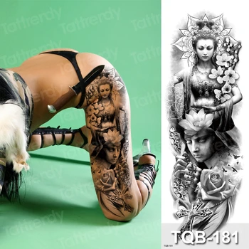 временна татуировка дамски модел татуировки lutus цвете дракон разплод мъжки фалшива татуировка на черно голям е размерът на крака бедрата боди арт татуировка голям