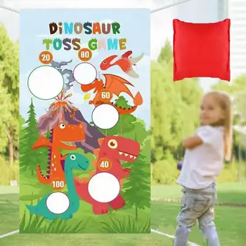 Динозавър Хвърля Игри Банер Набор от Семеен Събиране на Лесна Употреба за Вътрешно Лятото