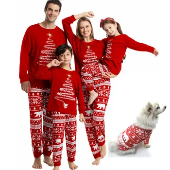 Коледни Еднакви пижами За цялото семейство, от Бяла Мечка, Пижамный Комплект за Татко, мама и Децата, Куче, Мама и аз, Коледна пижамная дрехи, Потник + Панталон