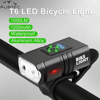 AUBTEC Велосипеден Фенер USB Зареждане на МТБ Пътен под Наем на Прожекторите Power Bank Фенерче Волана Двоен Светлинен Сигнал Колоездене Осветление