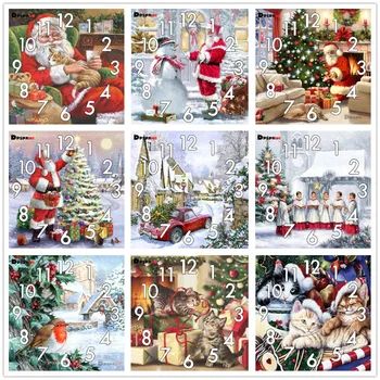 Пълна Картина на Диамантена колекция За Кръстат Бод Сняг С Часови Механизъм Мозайка 5D Сам Квадратна Кръгла 3d Бродерия Подарък за Коледа