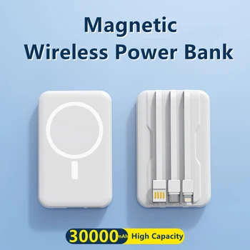 30000 ма За Magsafe Магнитен Безжичен Банка за Захранване на Преносим Външен Помощен Акумулатор FD20W Бързо Зарядно Устройство за iPhone 14 13 Xiaomi