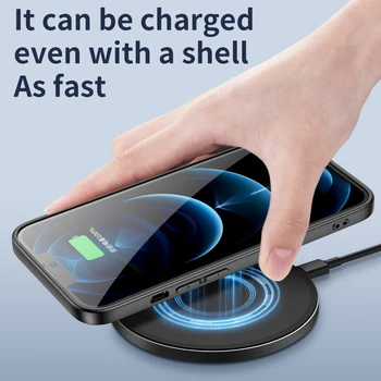 2022 Нов Течен Луксозен Магнитен Калъф За Телефон iPhone 13 12 11 Pro Max Мини Безжично Зарядно Устройство Задния Капак От Закалено Стъкло TPU